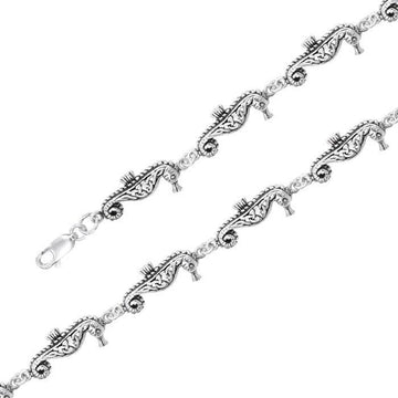 Seahorse Link Silver Bracelet TBL018 - Jewelry